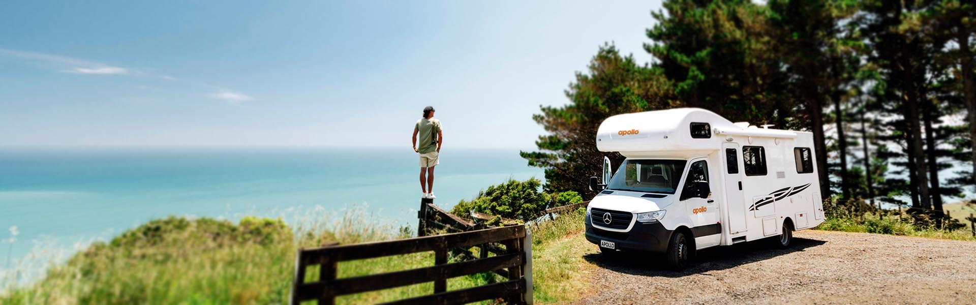 Apollo motorhome parked on mountain 